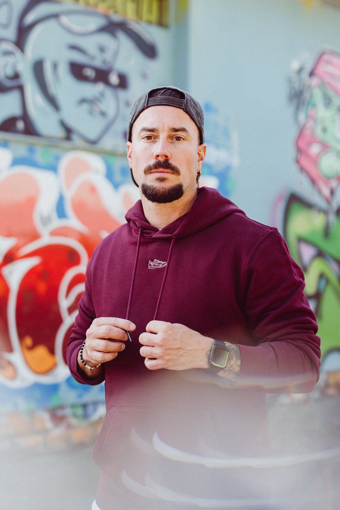 Kapuzensweatshirt Smiley Bordeaux