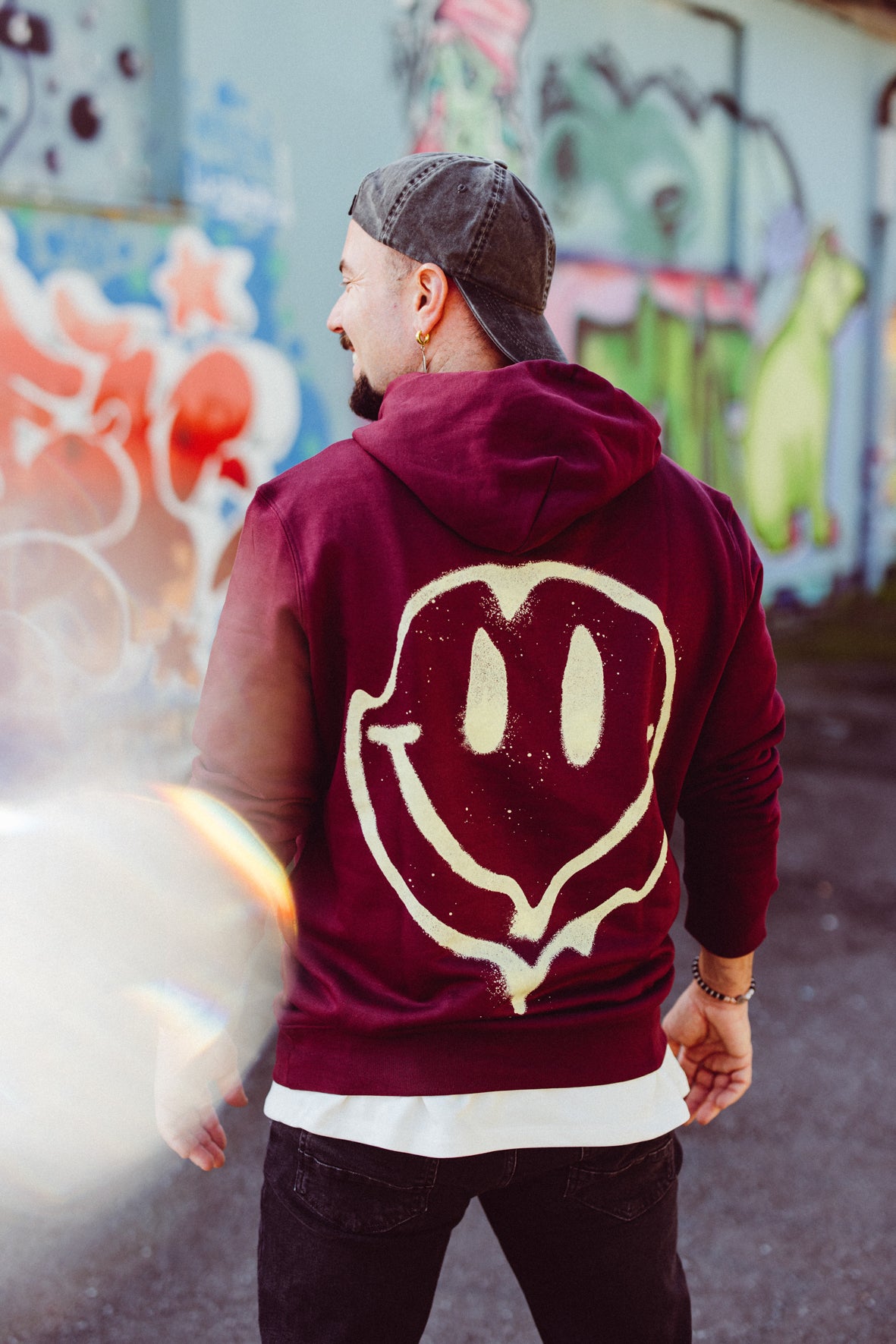 Kapuzensweatshirt Smiley Bordeaux