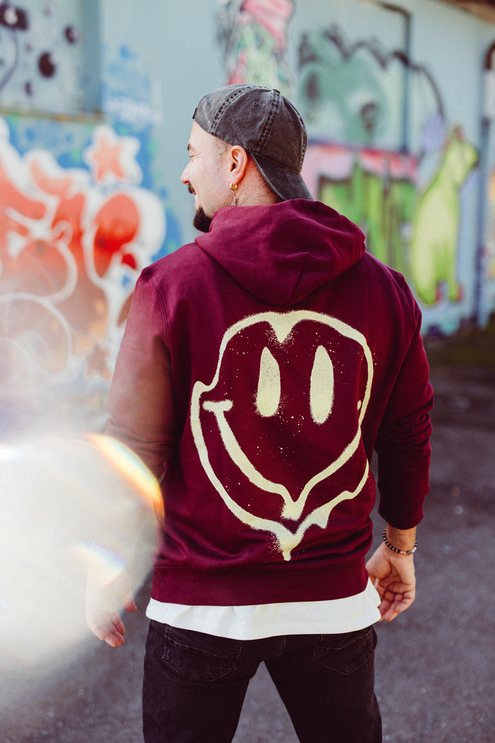 Kapuzensweatshirt Smiley Bordeaux