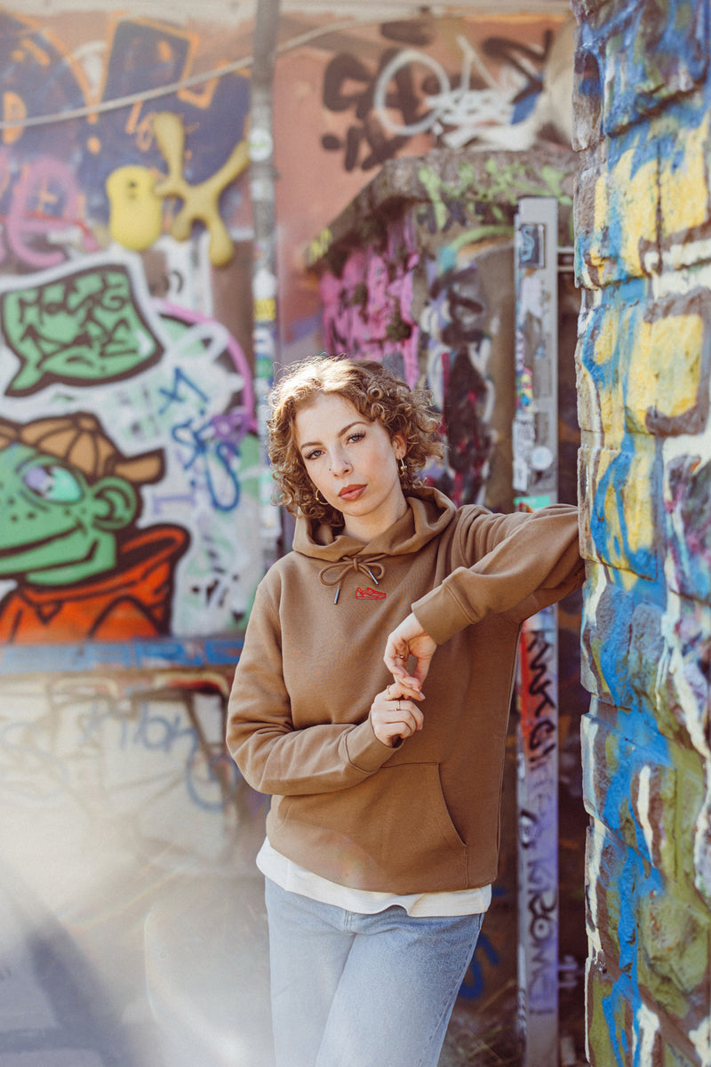 Kapuzensweatshirt Smiley Camel