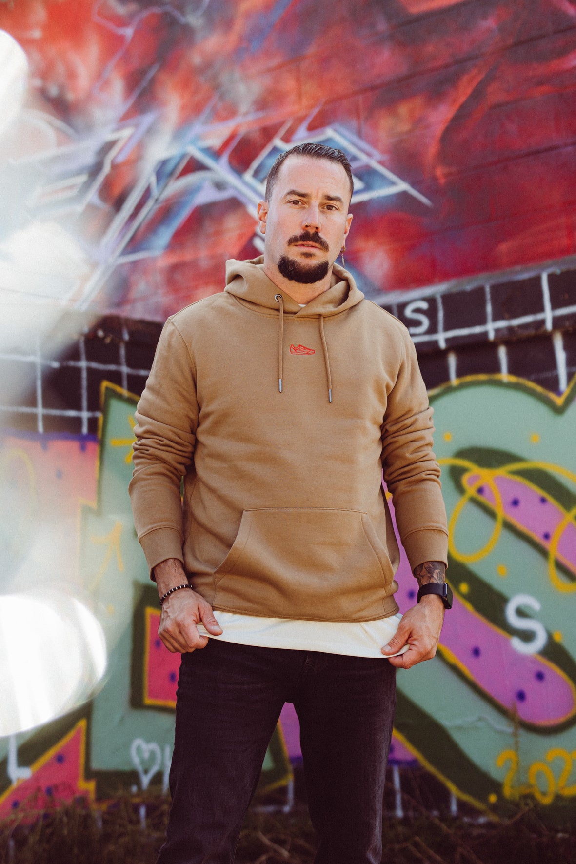 Kapuzensweatshirt Smiley Camel