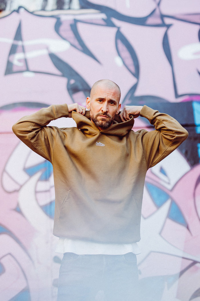 Oversize Unisex-Kapuzensweatshirt Braun