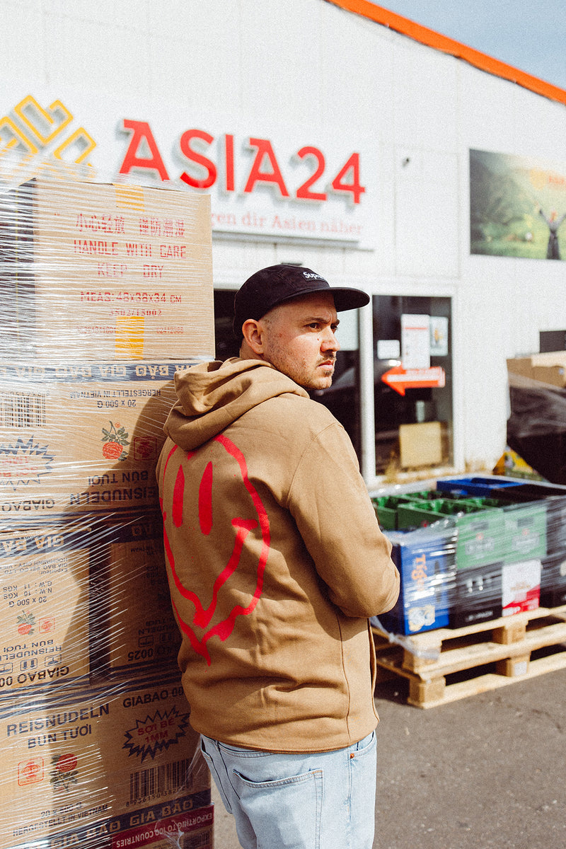 Kapuzensweatshirt Smiley Camel