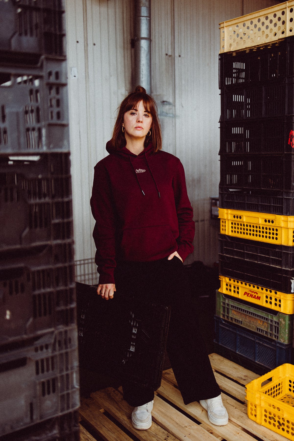 Kapuzensweatshirt Smiley Bordeaux