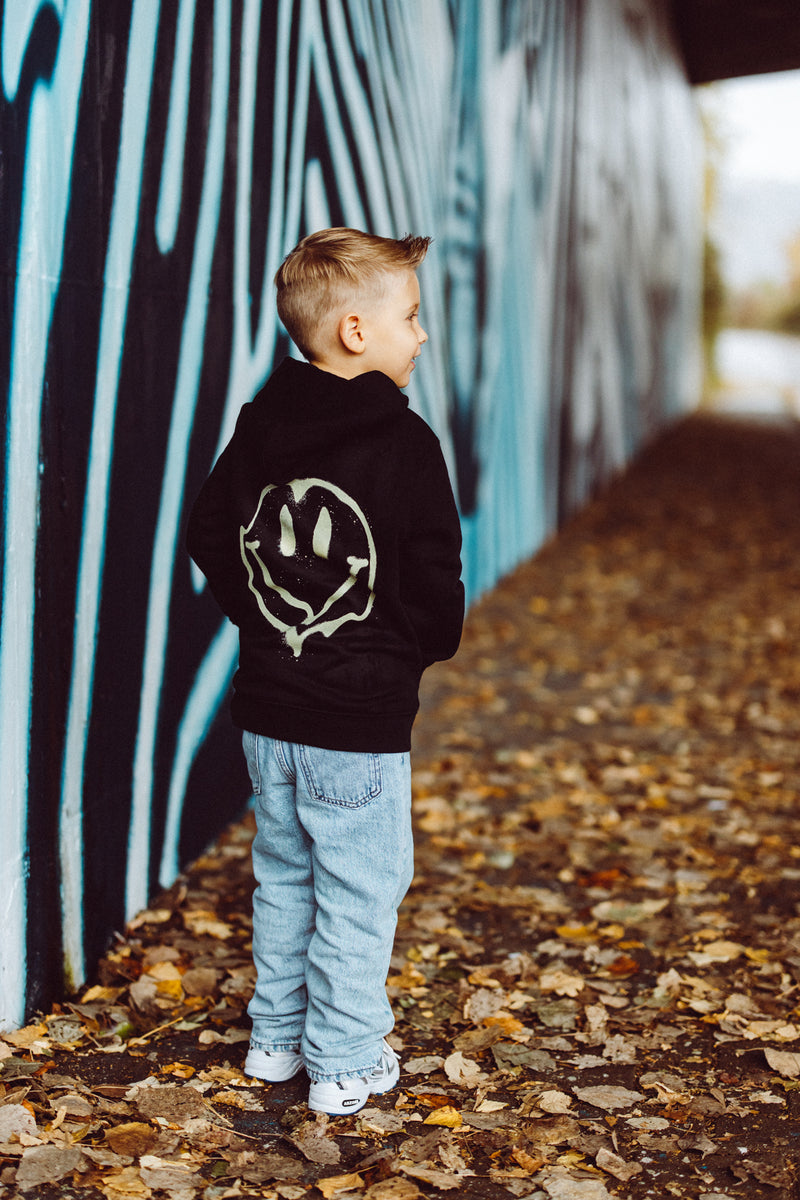 Kids Kapuzensweatshirt Smiley Black